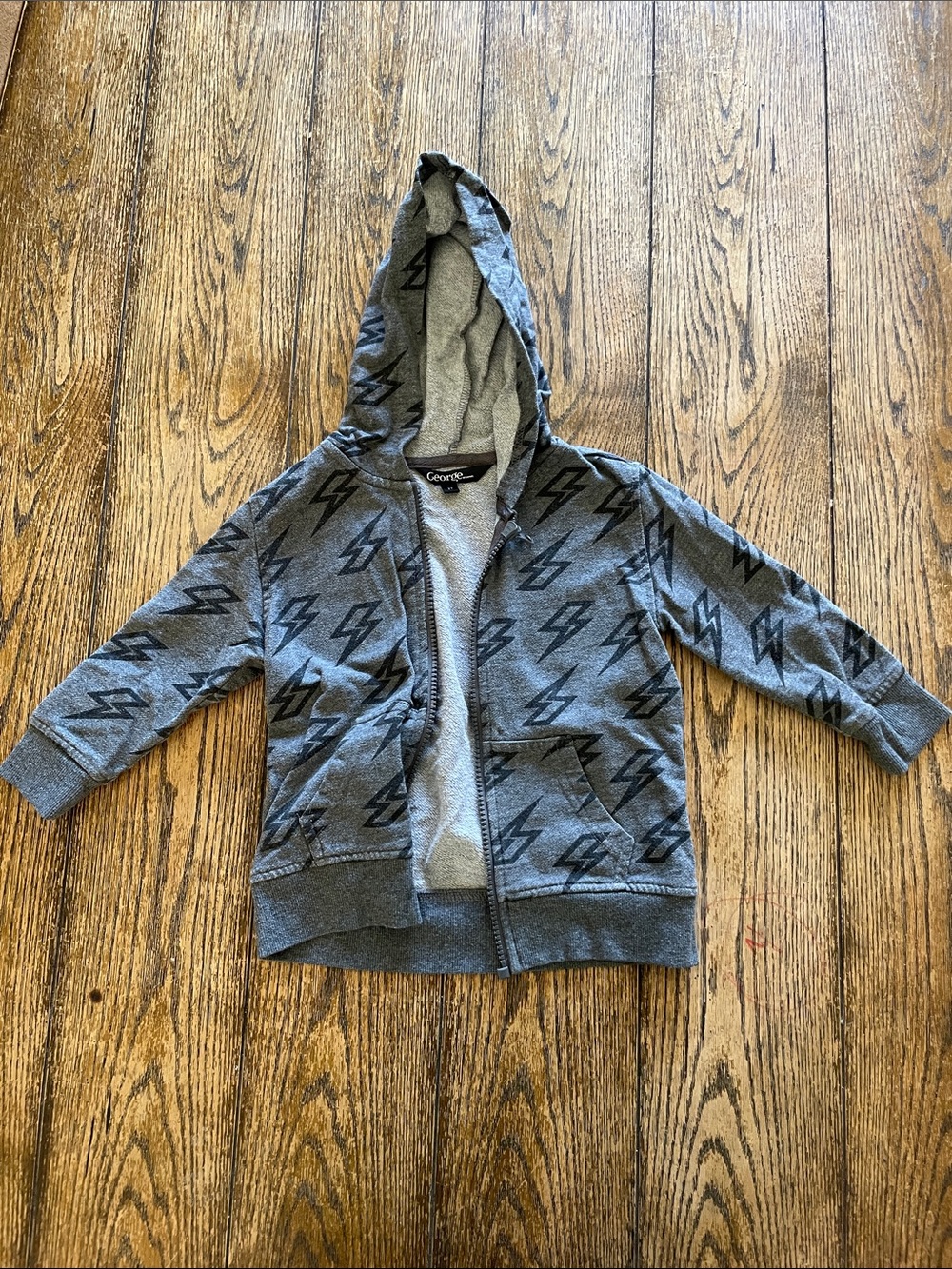 Grey black lightning bolt zip up sweater